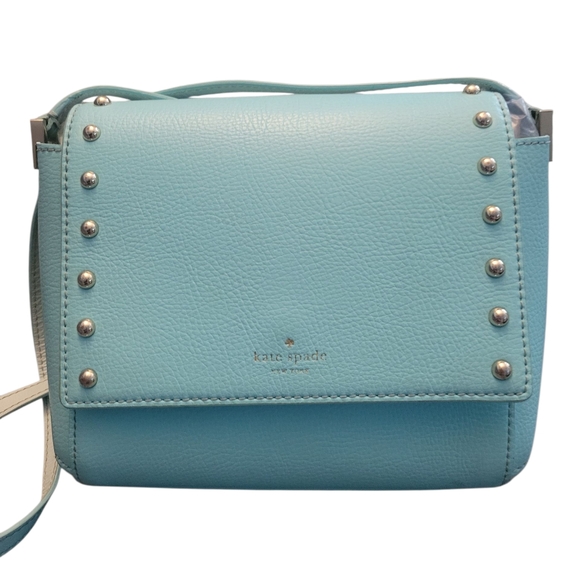 Kate Spade Sanders Place Avva Turquoise Studded Leather Crossbody Bag Purse EUC - Picture 7 of 16